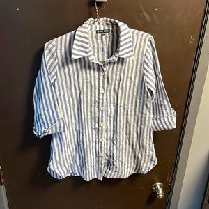 XS BOHO CHIC blue and white long sleeve woman's blouse